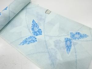 アンティーク　縞に蝶模様　着尺反物